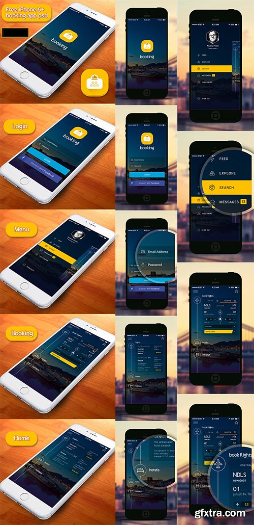 Booking App PSD According to iPhone 6+