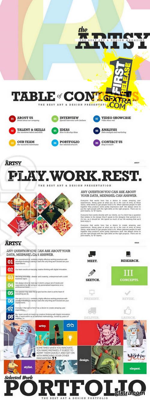 Artsy Magazine PowerPoint Template - Creativemarket 5664