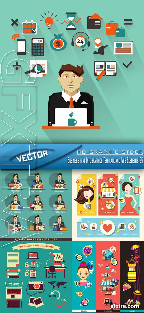 Stock Vector - Business flat Infographics Template and Web Elements 25