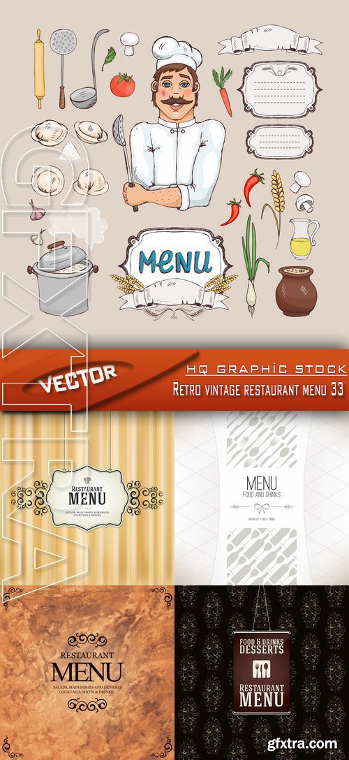 Stock Vector - Retro vintage restaurant menu 33