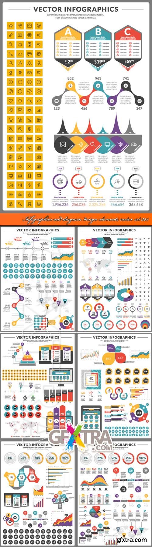 Infographics and diagram design elements vector set 225