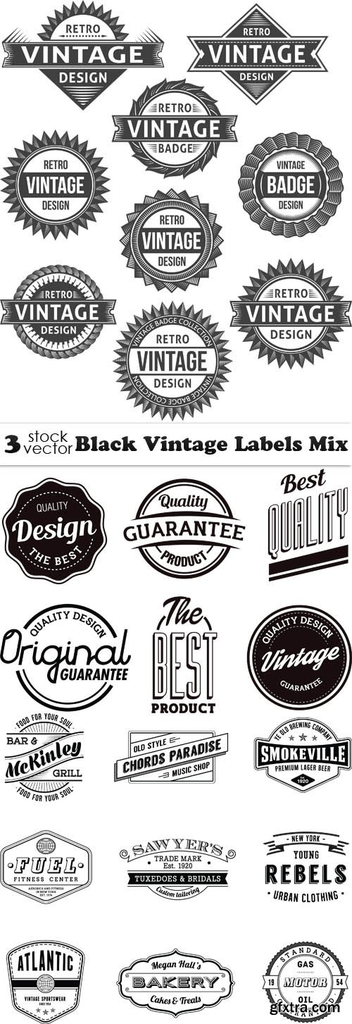 Vectors - Black Vintage Labels Mix