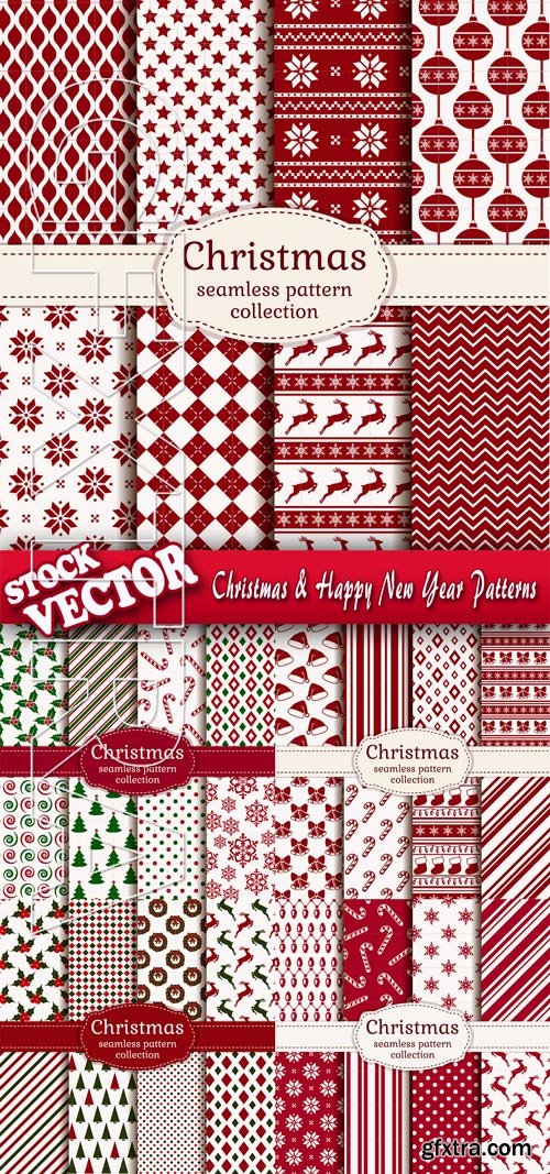 Stock Vector - Christmas & Happy New Year Patterns
