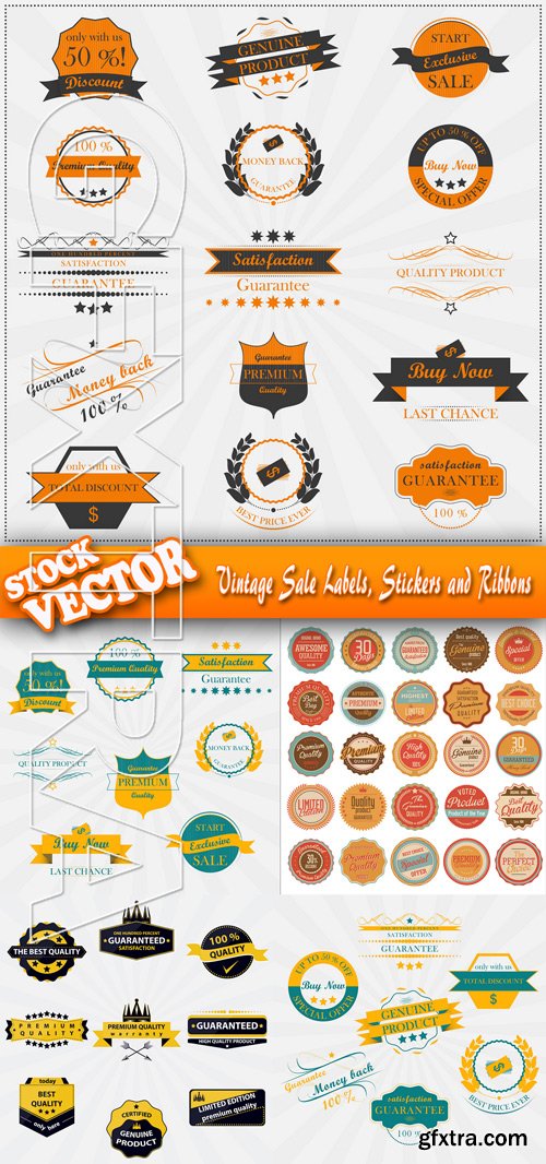 Stock Vector - Vintage Sale Labels, Stickers and Ribbons