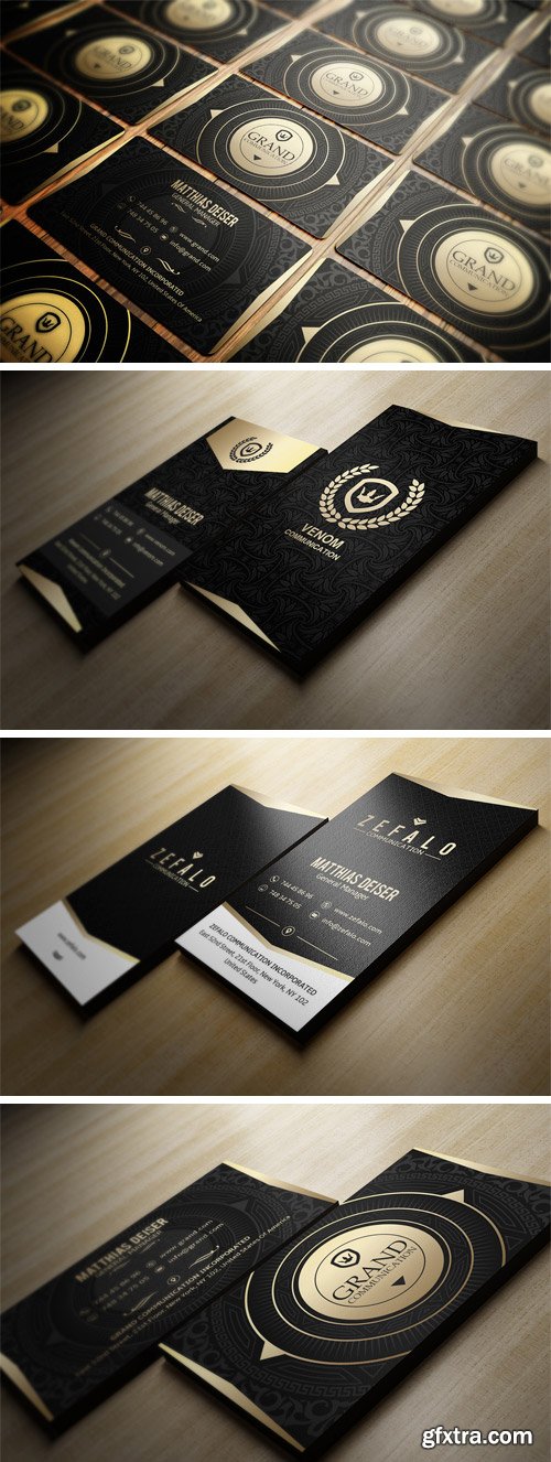 CreativeMarket 96178 - Gold and Black Business Card BUNDLE
