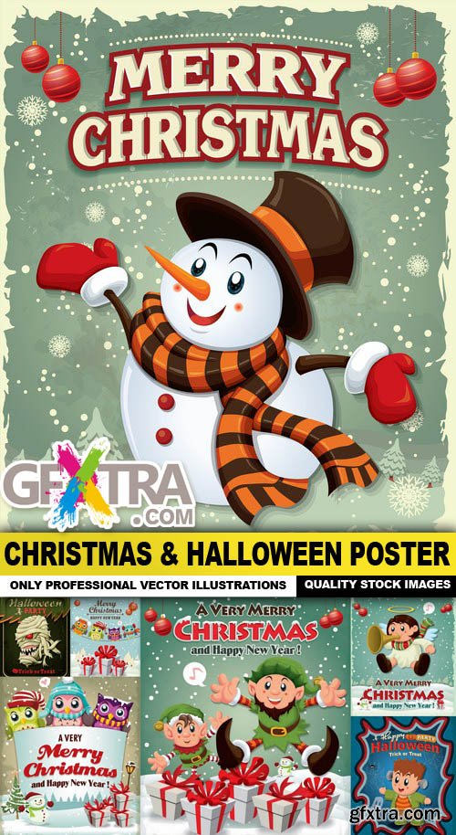 Christmas & Halloween Poster - 50vector