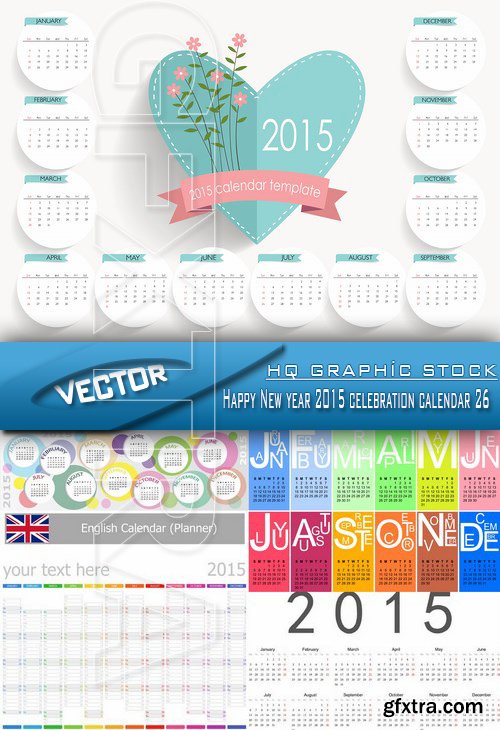 Stock Vector - Happy New year 2015 celebration calendar 26