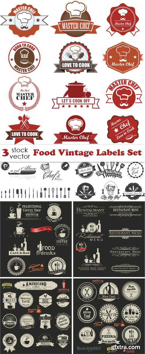 Vectors - Food Vintage Labels Set
