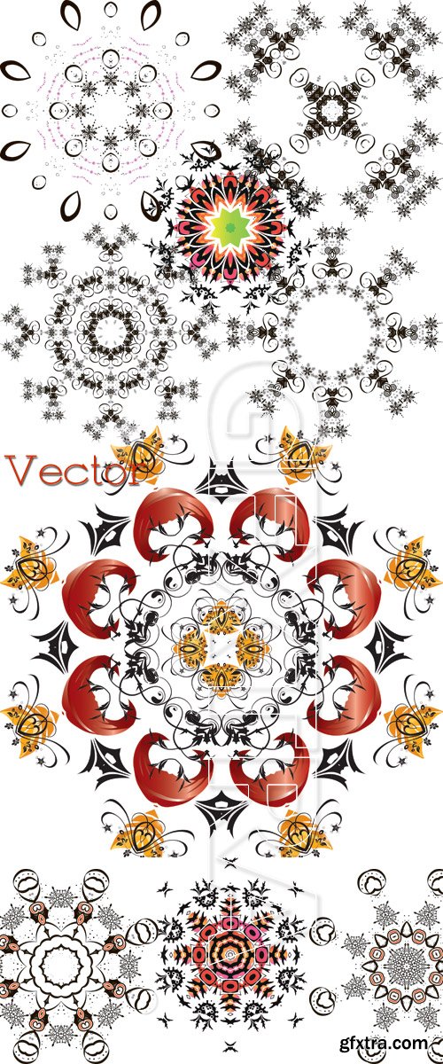 Decorative patten snowflakes for design in Vector