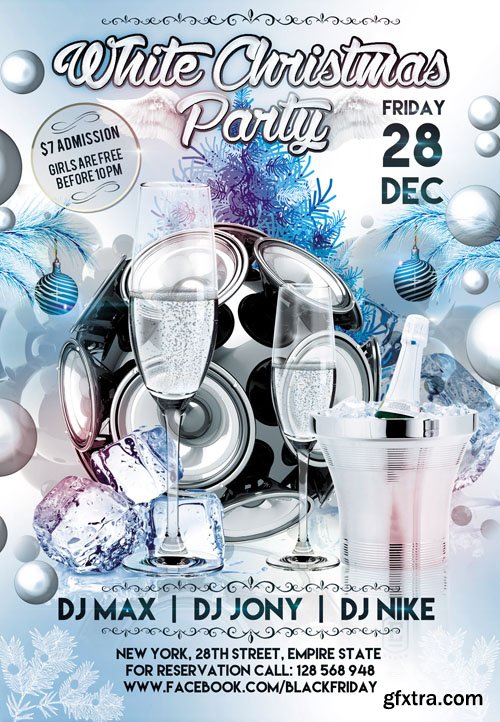 White Christmas Party Flyer Template