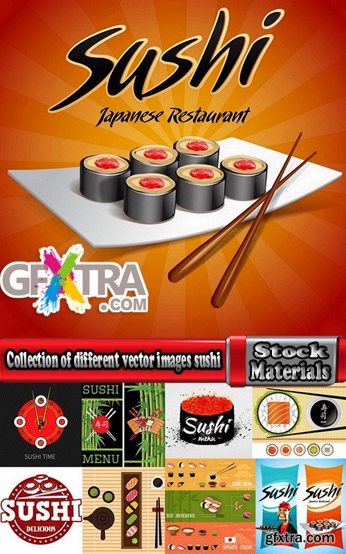 Collection of different vector images sushi 25 Eps