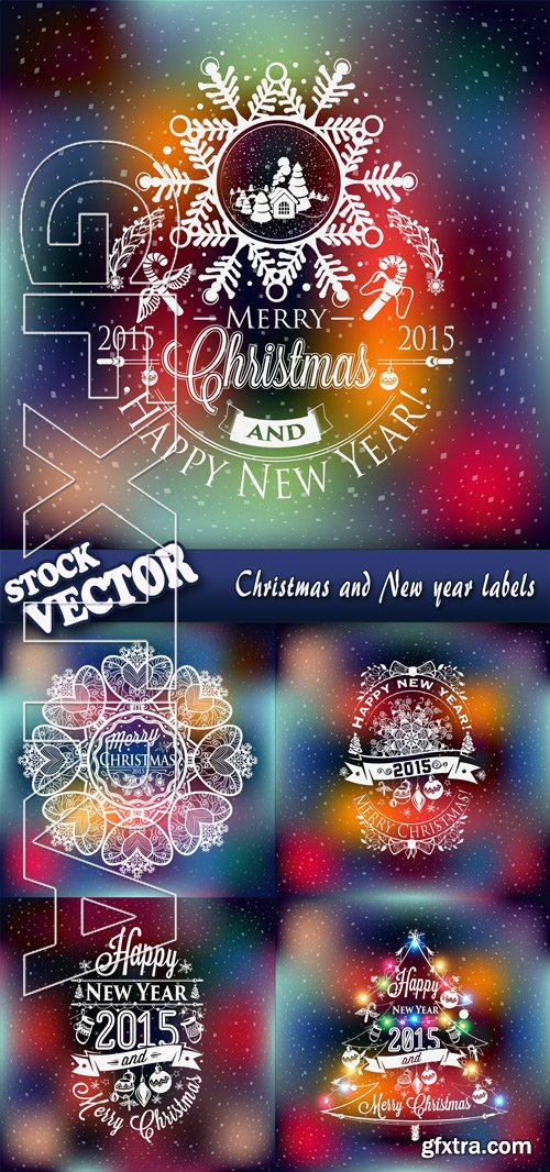 Stock Vector - Christmas and New year labels