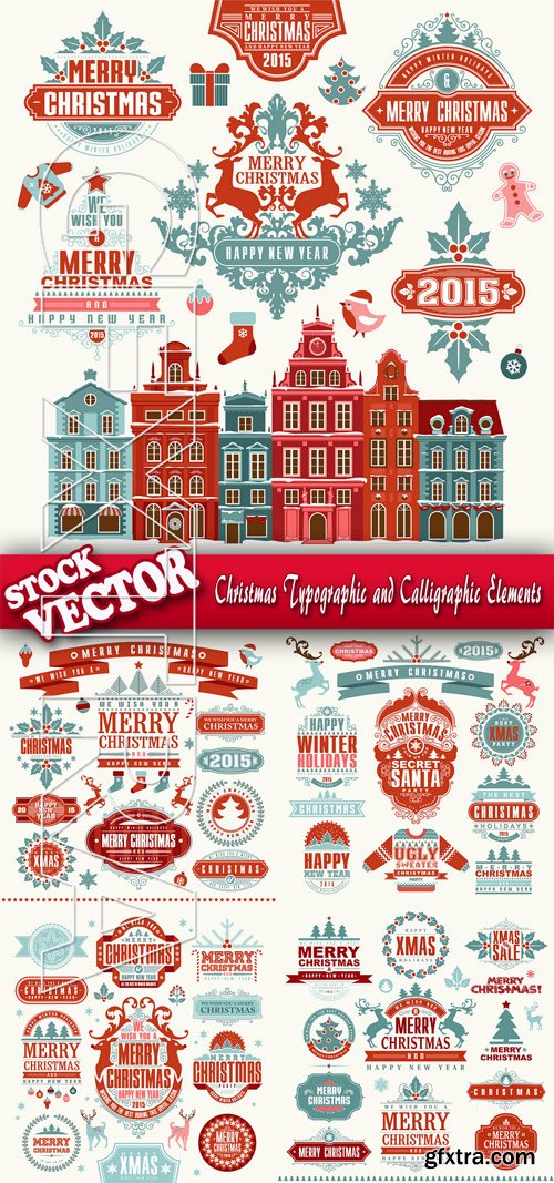 Stock Vector - Christmas Typographic and Calligraphic Elements