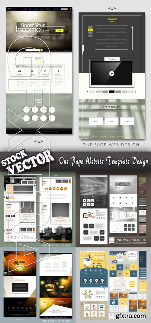 Stock Vector - One Page Website Template Design