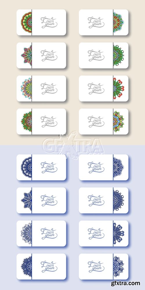 Cards with Floral Ornaments Vector