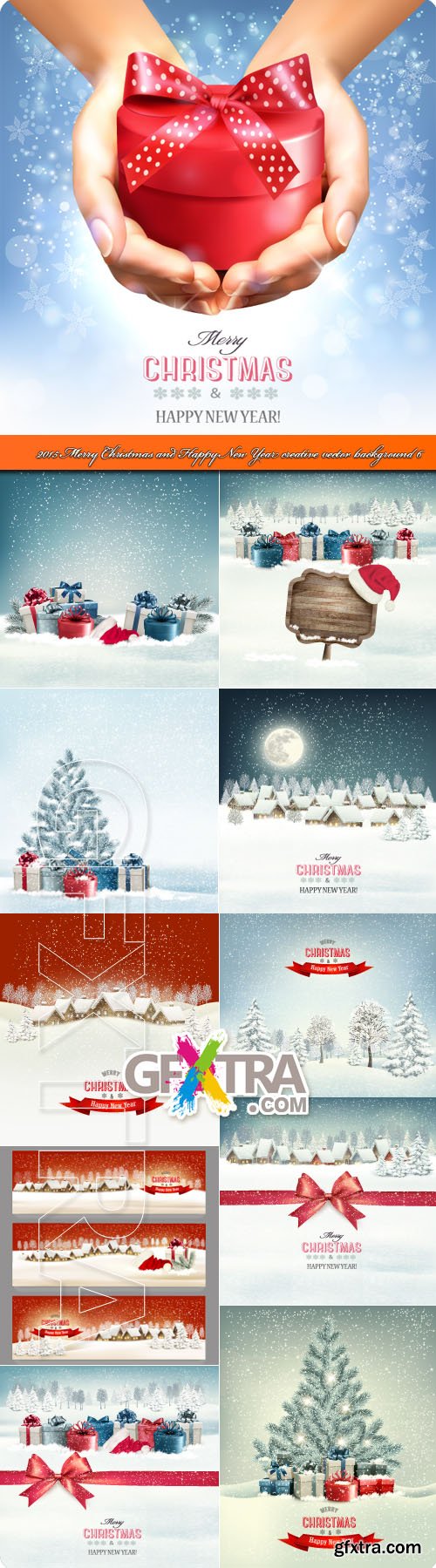Merry Christmas and Happy New Year creative vector background 6