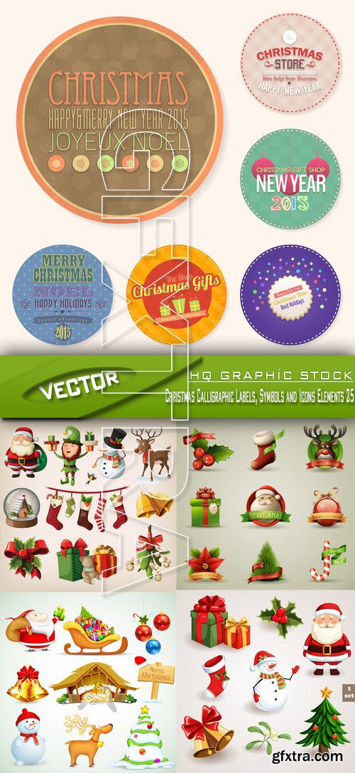 Stock Vector - Christmas Calligraphic Labels, Symbols and Icons Elements 25