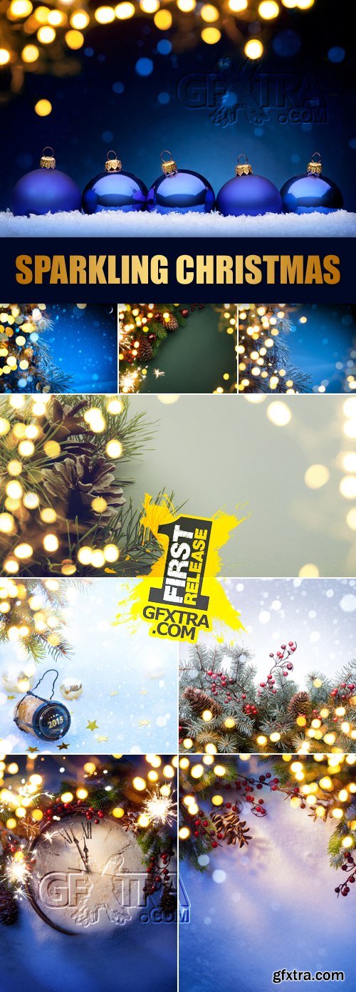 Stock Photo - Blue & Green Sparkling Christmas Backgrounds