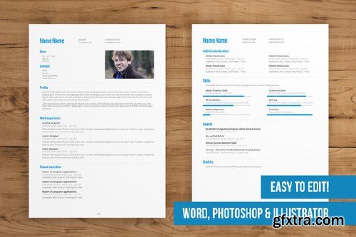 CreativeMarket - 2 Page CV Template easy to edit 77230