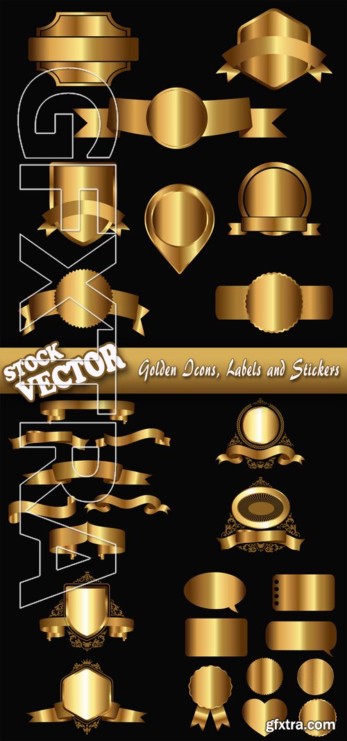 Stock Vector - Golden Icons, Labels and Stickers