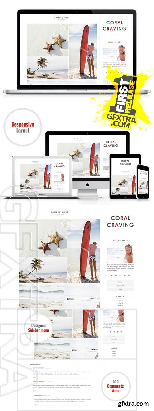 Responsive WP Theme - Coral Craving - Creativemarket 43308