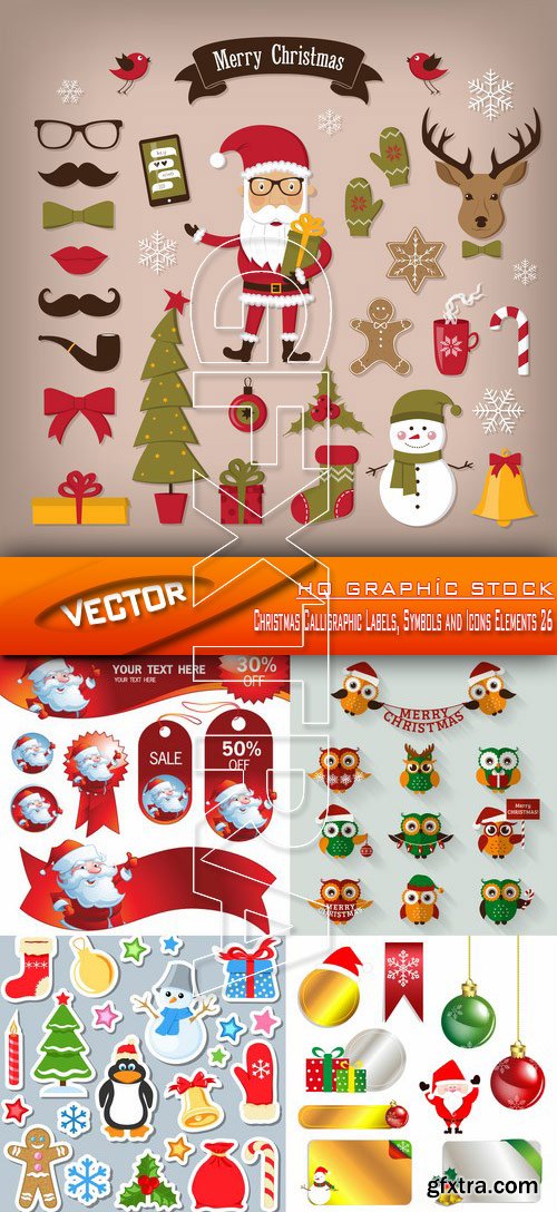 Stock Vector - Christmas Calligraphic Labels, Symbols and Icons Elements 26