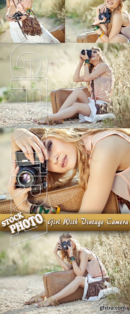Stock Photo - Girl With Vintage Camera