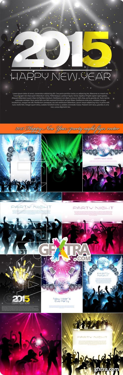 2015 Happy New Year party night flyer vector