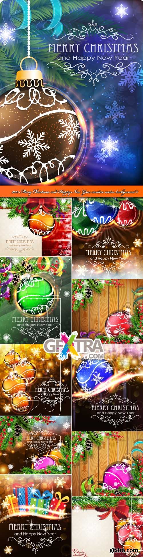 Merry Christmas and Happy New Year creative vector background 8