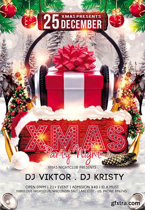 Xmas Party Night Flyer PSD Template