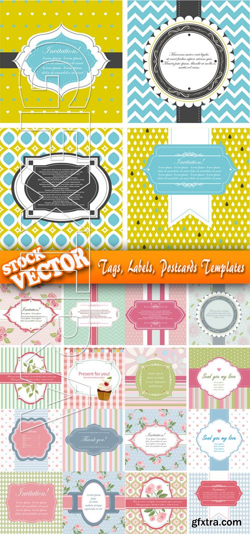 Stock Vector - Tags, Labels, Postcards Templates