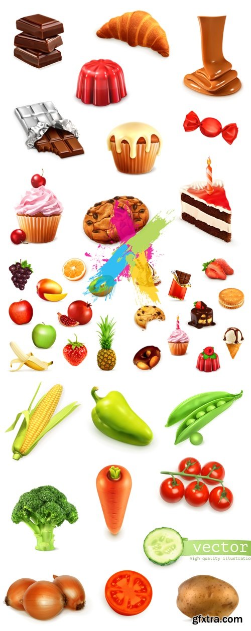 Realistic Food Icons Vector