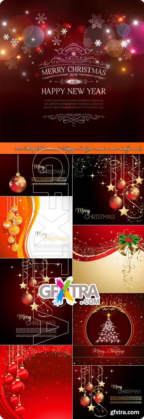 Merry Christmas and Happy New Year creative vector background 9