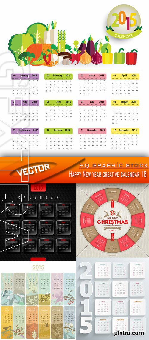 Stock Vector - Happy New year creative calendar 18