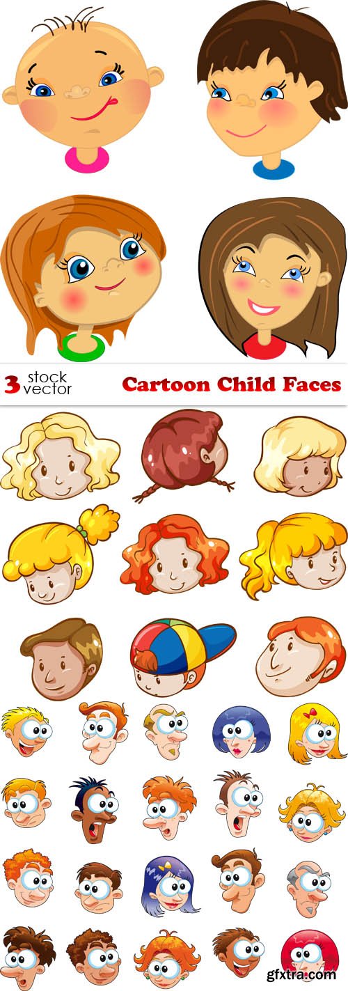 Vectors - Cartoon Child Faces