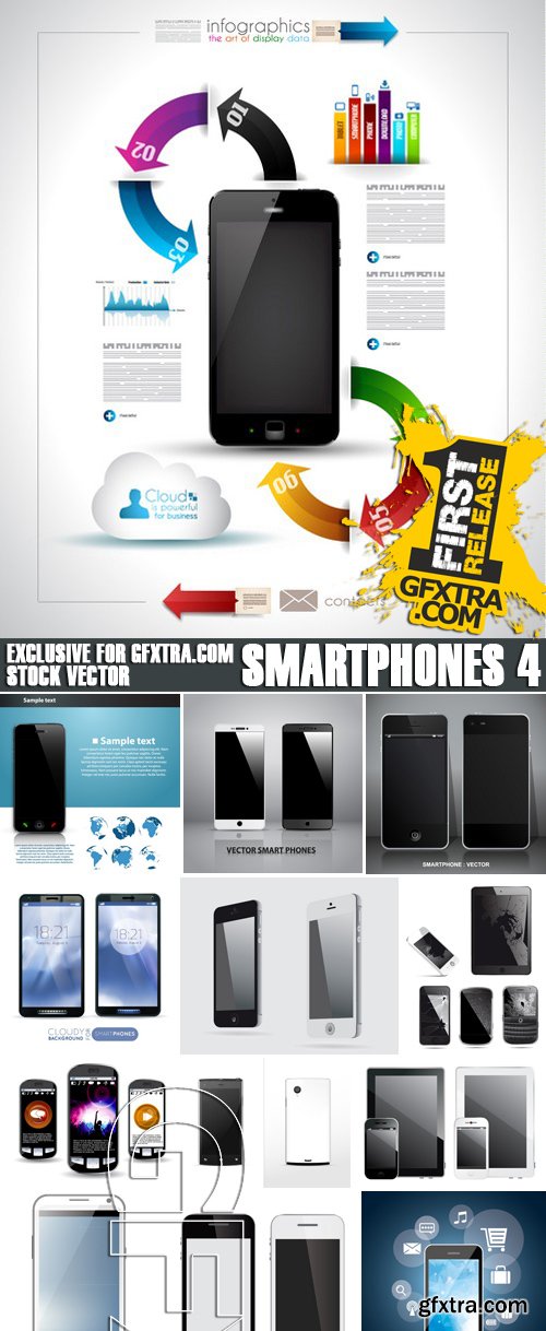 Stock Vectors - Smartphones 4, 25xEPS