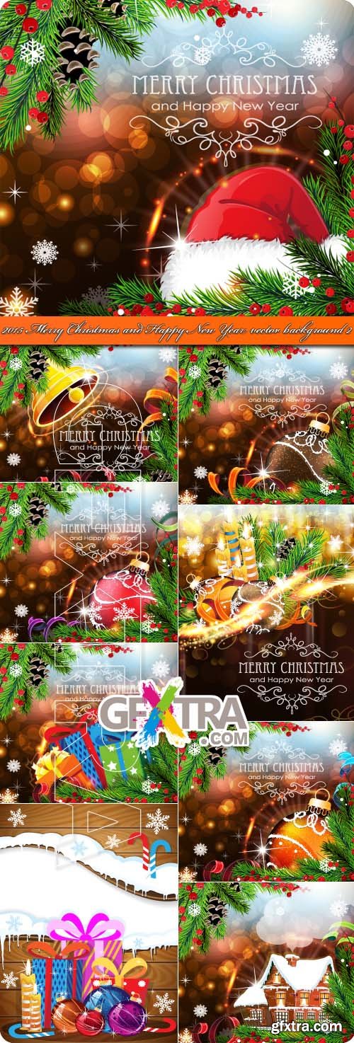 Merry Christmas and Happy New Year vector background 2