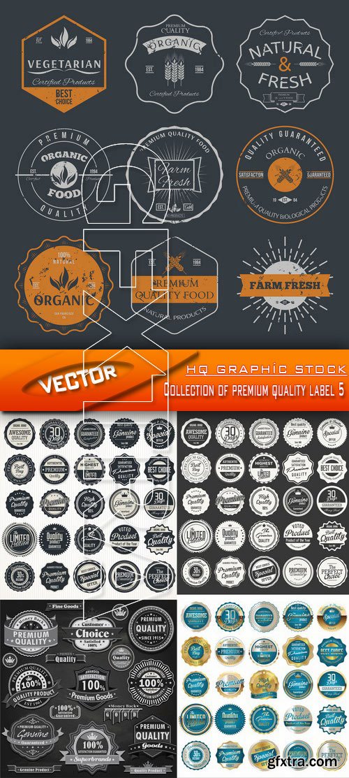 Stock Vector - Collection of premium quality label 5