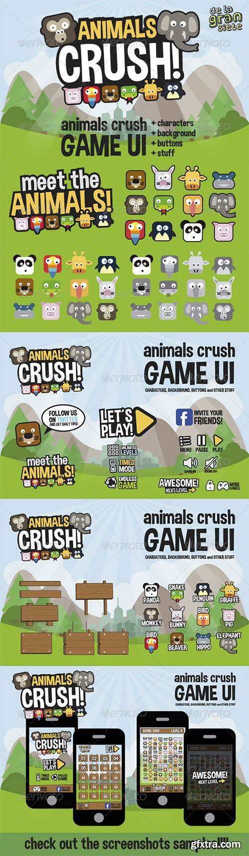 GraphicRiver - Animals Crush Game UI