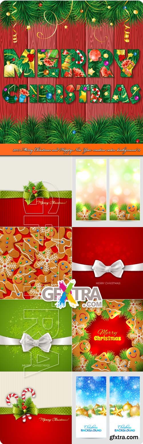 Merry Christmas and Happy New Year creative vector background 12