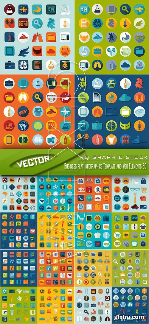 Stock Vector - Business flat Infographics Template and Web Elements 30