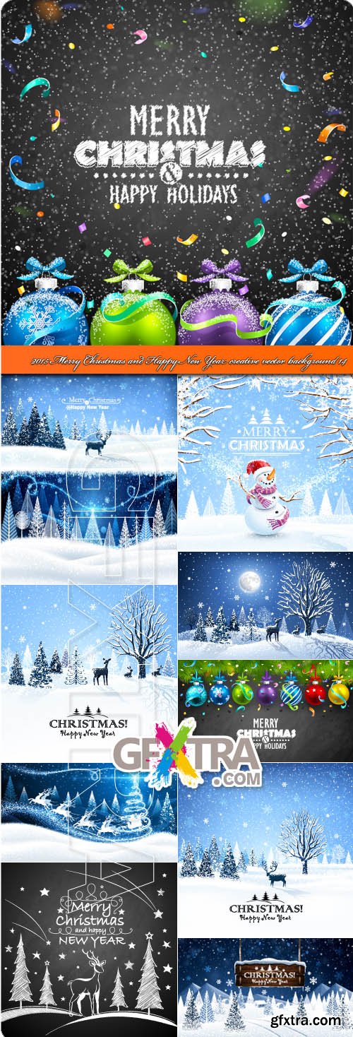 2015 Merry Christmas and Happy New Year creative vector background 14