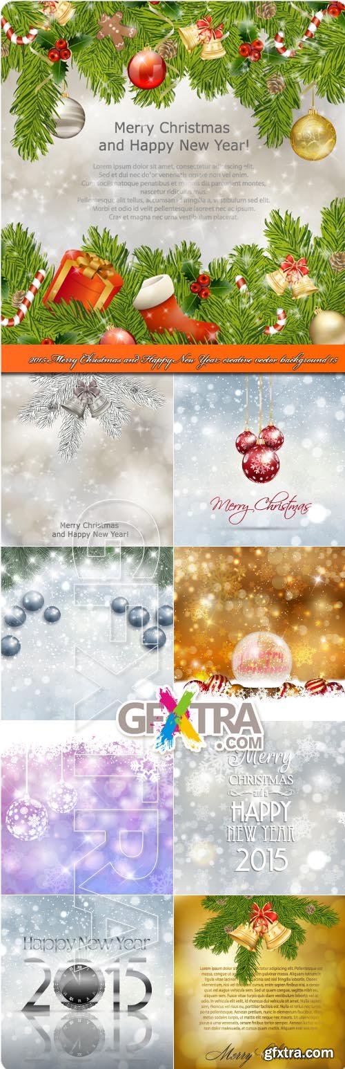 2015 Merry Christmas and Happy New Year creative vector background 15