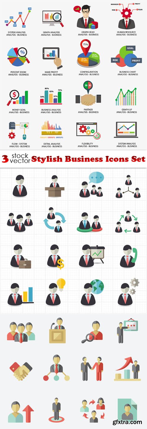 Vectors - Stylish Business Icons Set