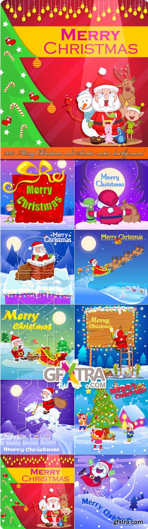 Merry Christmas and Santa vector background