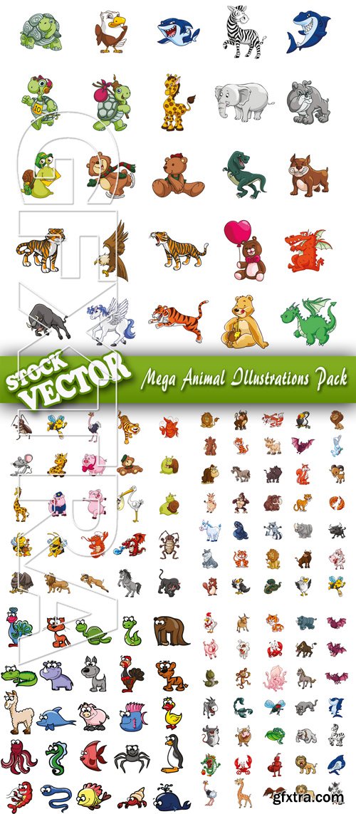 Stock Vector - Mega Animal Illustrations Pack
