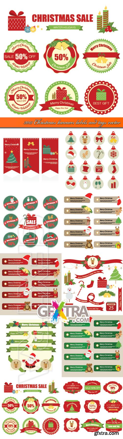 2015 Christmas banners labels and tags vector