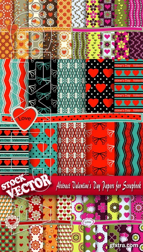 Stock Vector - Abstract Valentine\'s Day Papers for Scrapbook