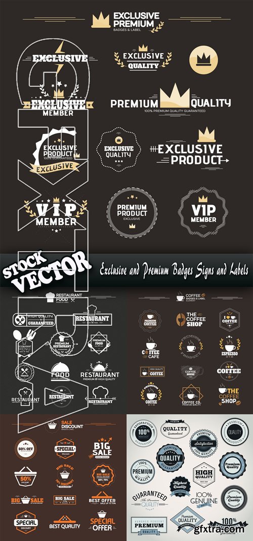 Stock Vector - Exclusive and Premium Badges Signs and Labels
