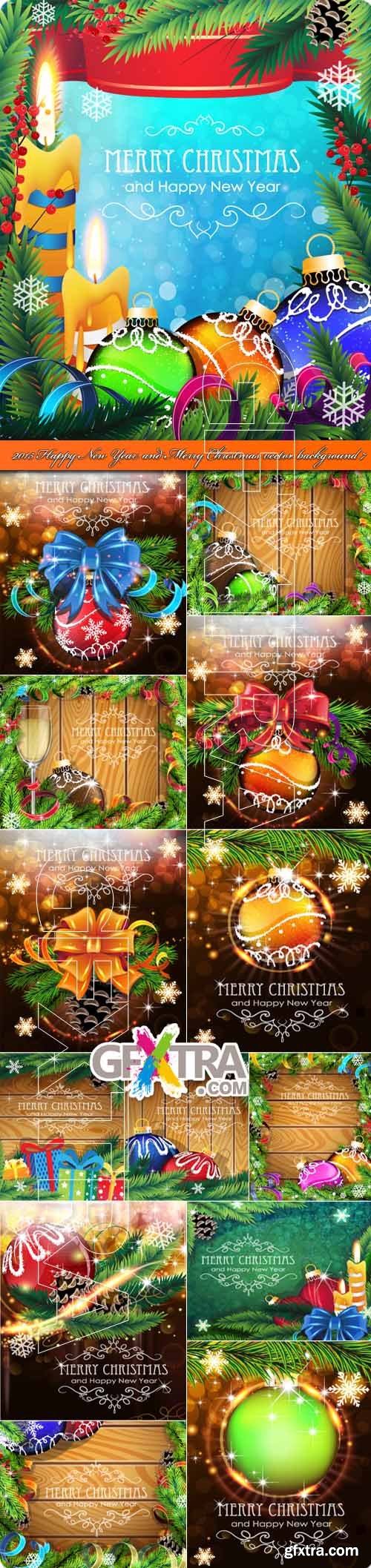 Happy New Year and Merry Christmas vector background 7